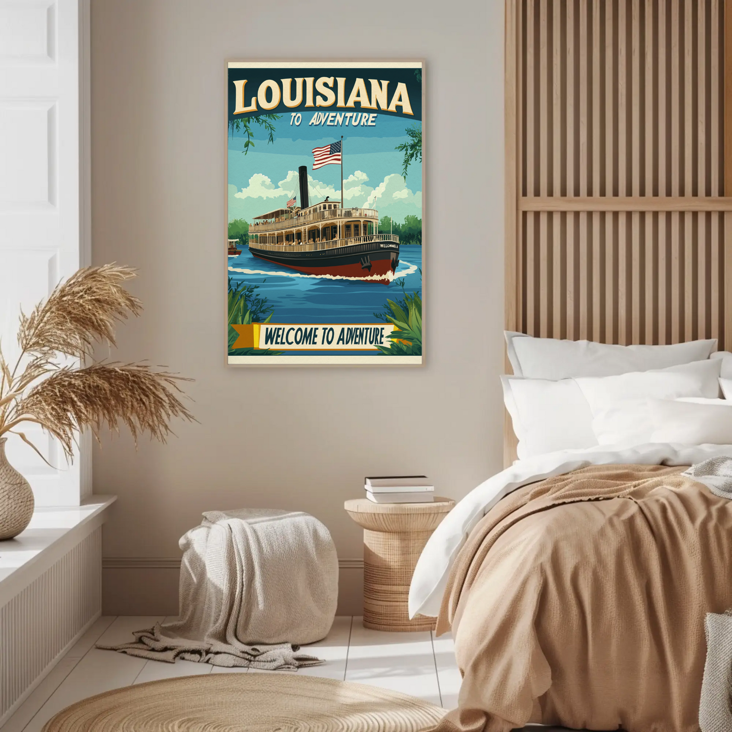 Vintage Travel Poster - Louisiana Steamboat Adventure