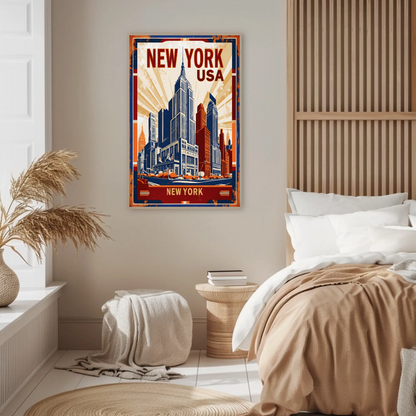 New York USA Empire State Building Vintage Travel Poster