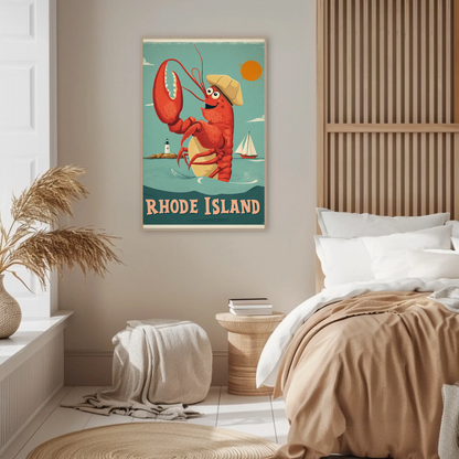 Rhode Island Vintage Poster Lobster Fun