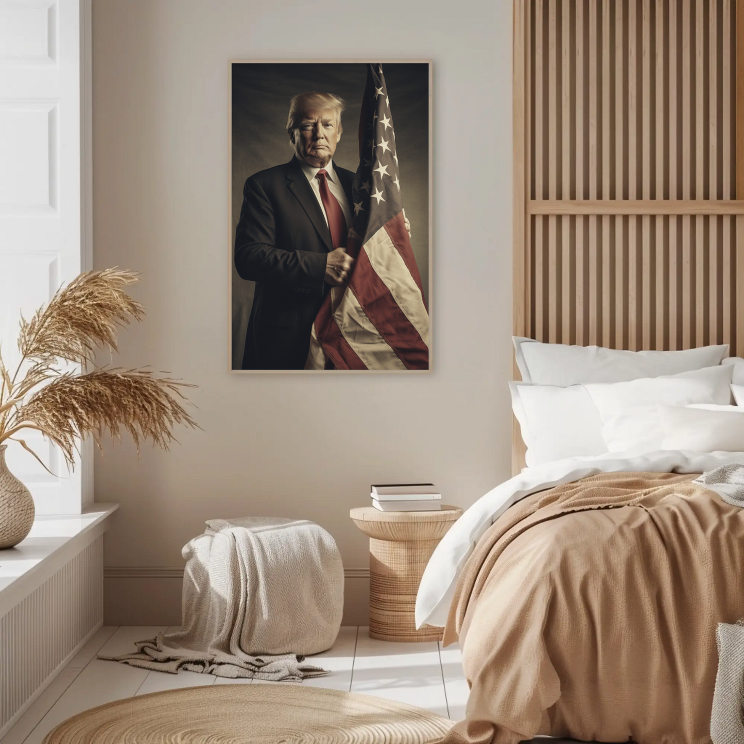 Vintage President Trump 2025 Poster American Flag Portrait