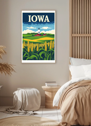 Iowa Farm Landscape Vintage Style Poster