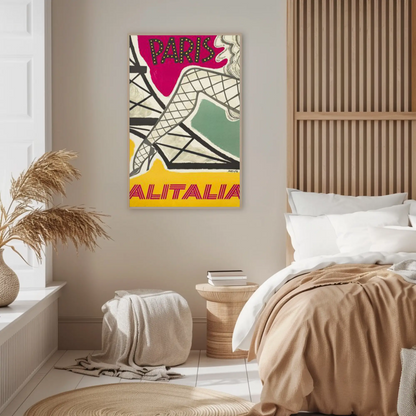 Paris Alitalia Vintage Fashion Travel Poster