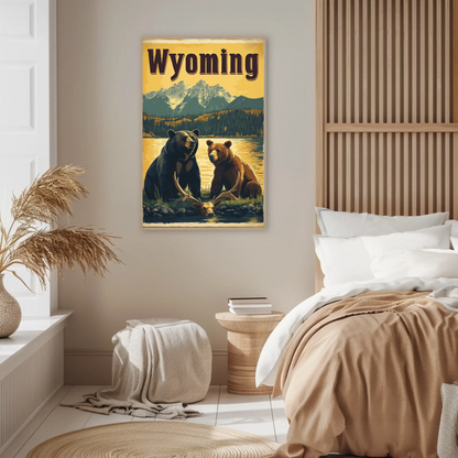 Wyoming Bears Mountain Vintage Poster