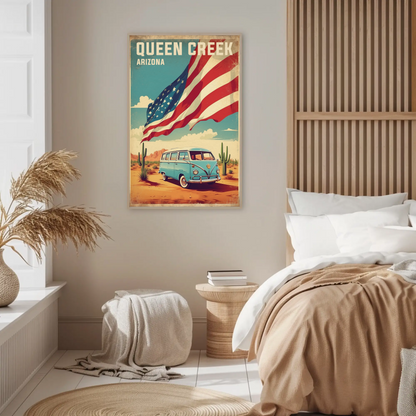 Queen Creek Arizona Vintage Travel Poster Artwork