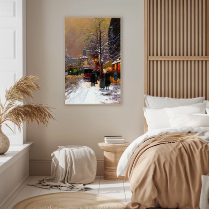 Paris Winter Street Scene – Snowy Evening