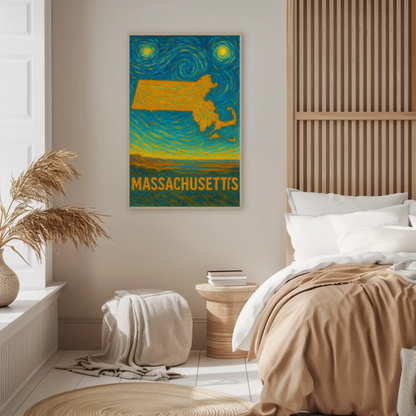 Massachusetts Starry Night Poster