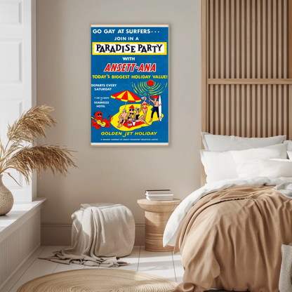 Paradise Party Vintage Poster - Ansett-ANA
