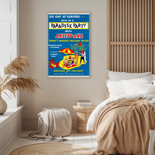 Paradise Party Vintage Poster - Ansett-ANA