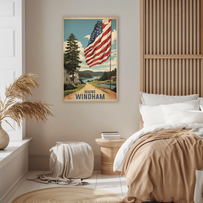Windham New Hampshire Autumn Riverscape Vintage Travel Poster