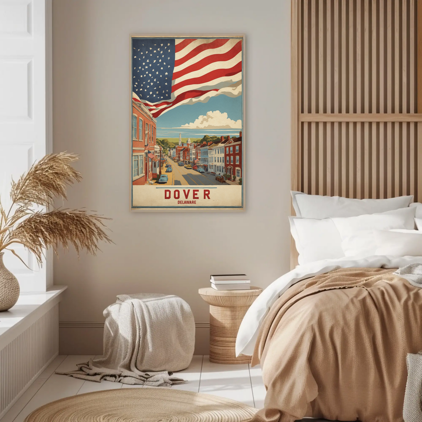 Dover Delaware Americana Main Street Vintage Travel Poster