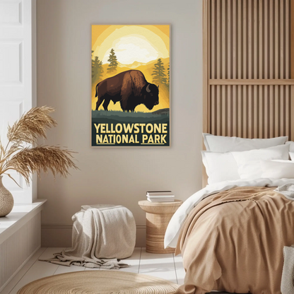 Yellowstone National Park Bison Vintage Poster