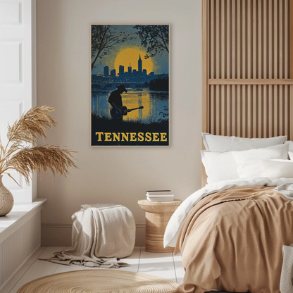 Tennessee Vintage Poster - Music and Cityscape
