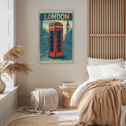 London Vintage Travel Poster - Phone Booth