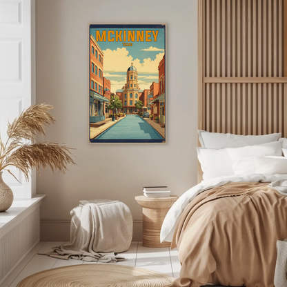 McKinney Texas Downtown Charm Vintage Travel Poster