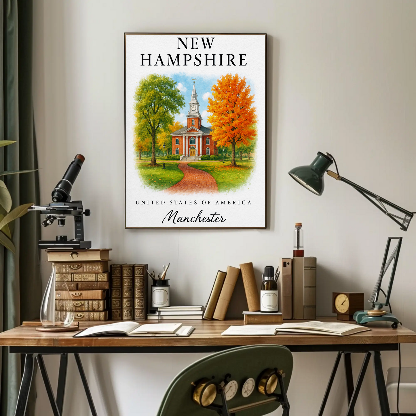 New Hampshire, Manchester Signature Series Vintage Travel Poster