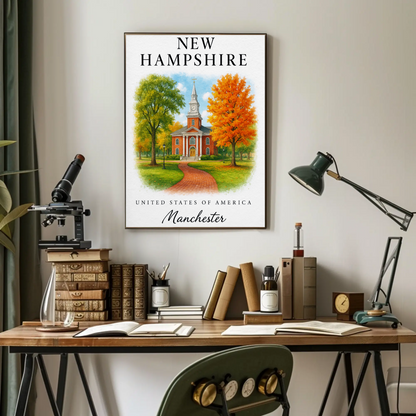 New Hampshire, Manchester Signature Series Vintage Travel Poster