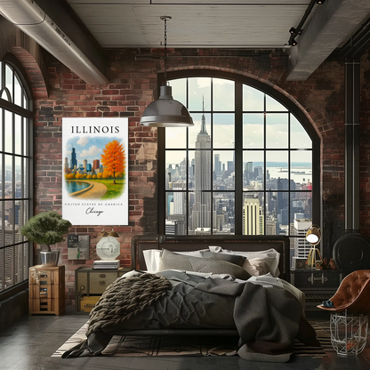Illinois, Chicago Signature Series Vintage Travel Poster