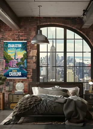 Charleston Cityscape Vintage Poster