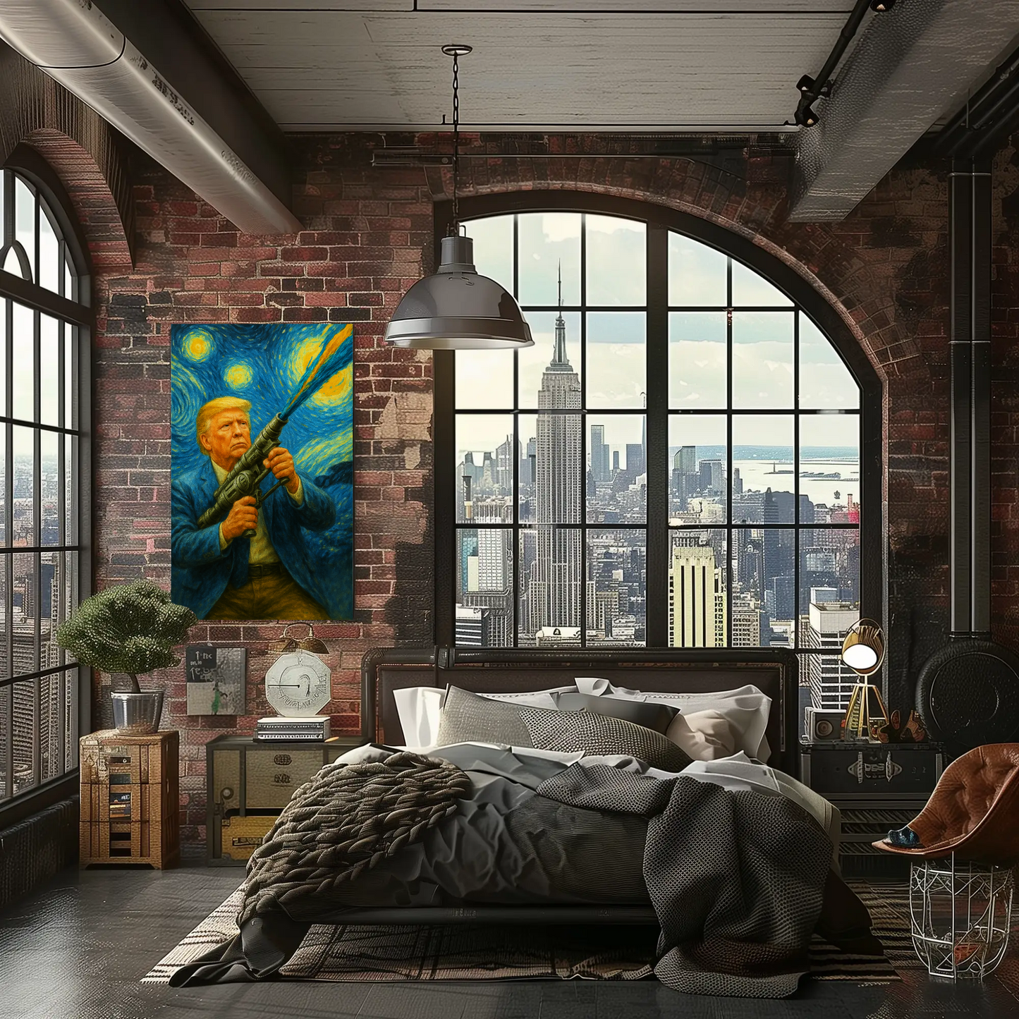 Donald Trump Starry Night Blaster Futuristic Action Vintage Travel Poster