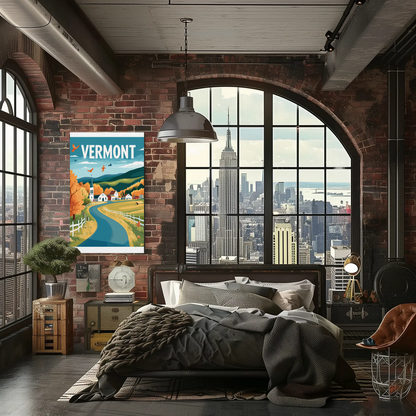Vermont Vintage Poster - Mountain Road