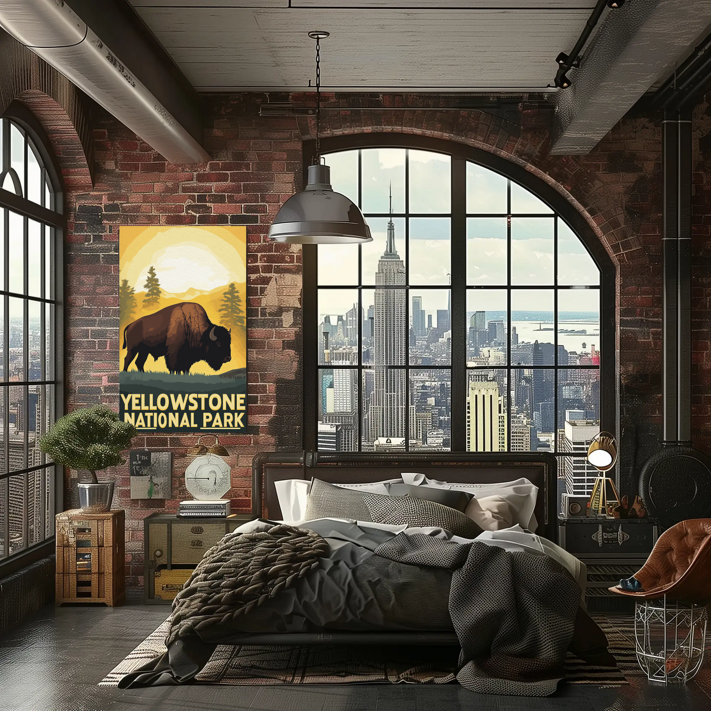Yellowstone National Park Bison Vintage Poster