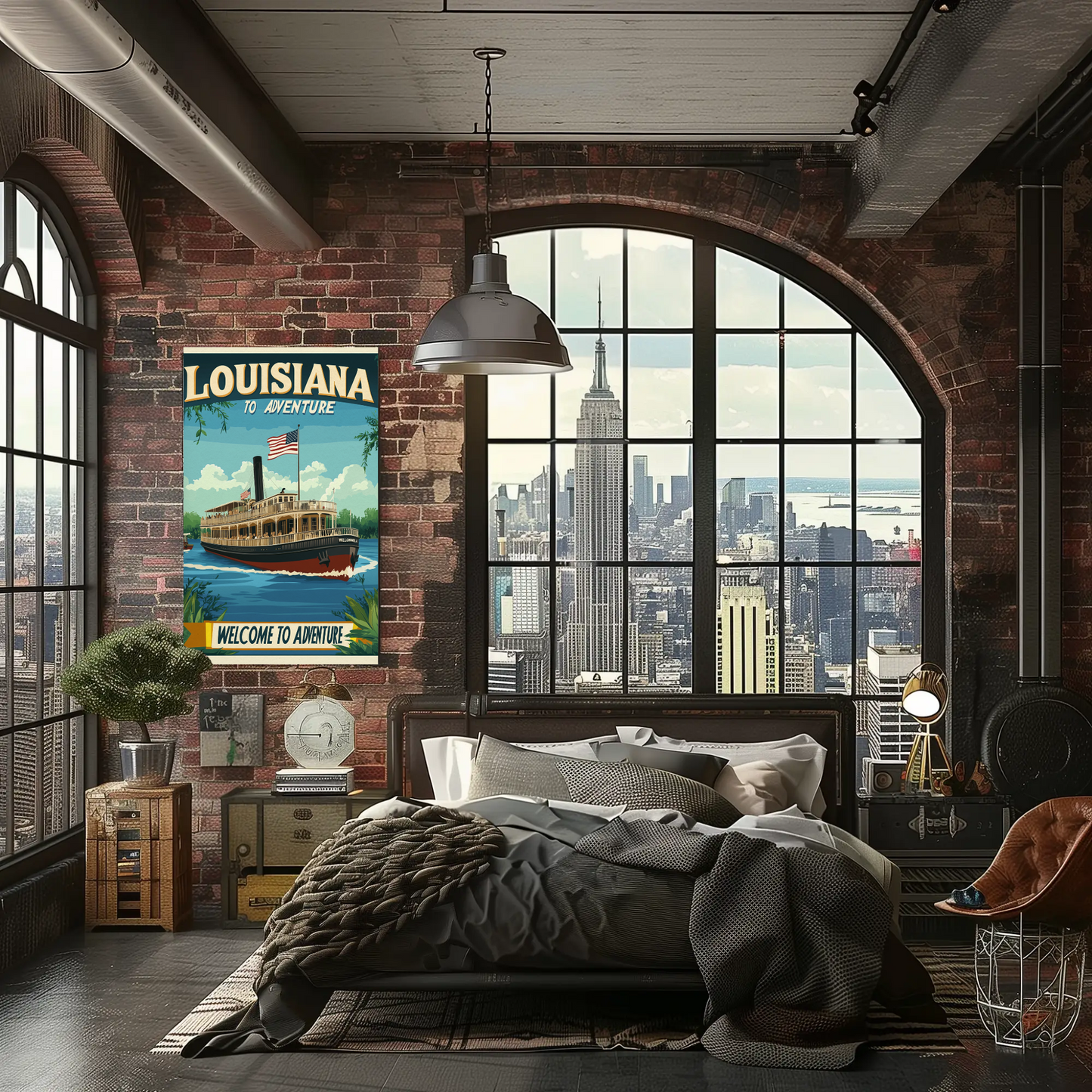 Vintage Travel Poster - Louisiana Steamboat Adventure