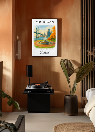 Michigan, Detroit Signature Series Vintage Travel Poster