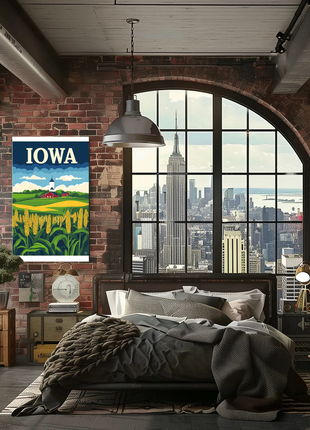 Iowa Farm Landscape Vintage Style Poster