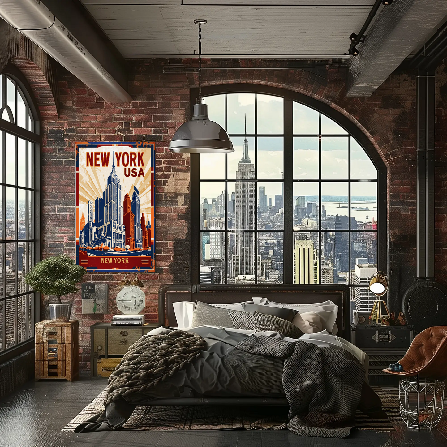 New York USA Empire State Building Vintage Travel Poster