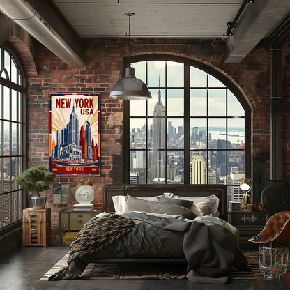 New York USA Empire State Building Vintage Travel Poster