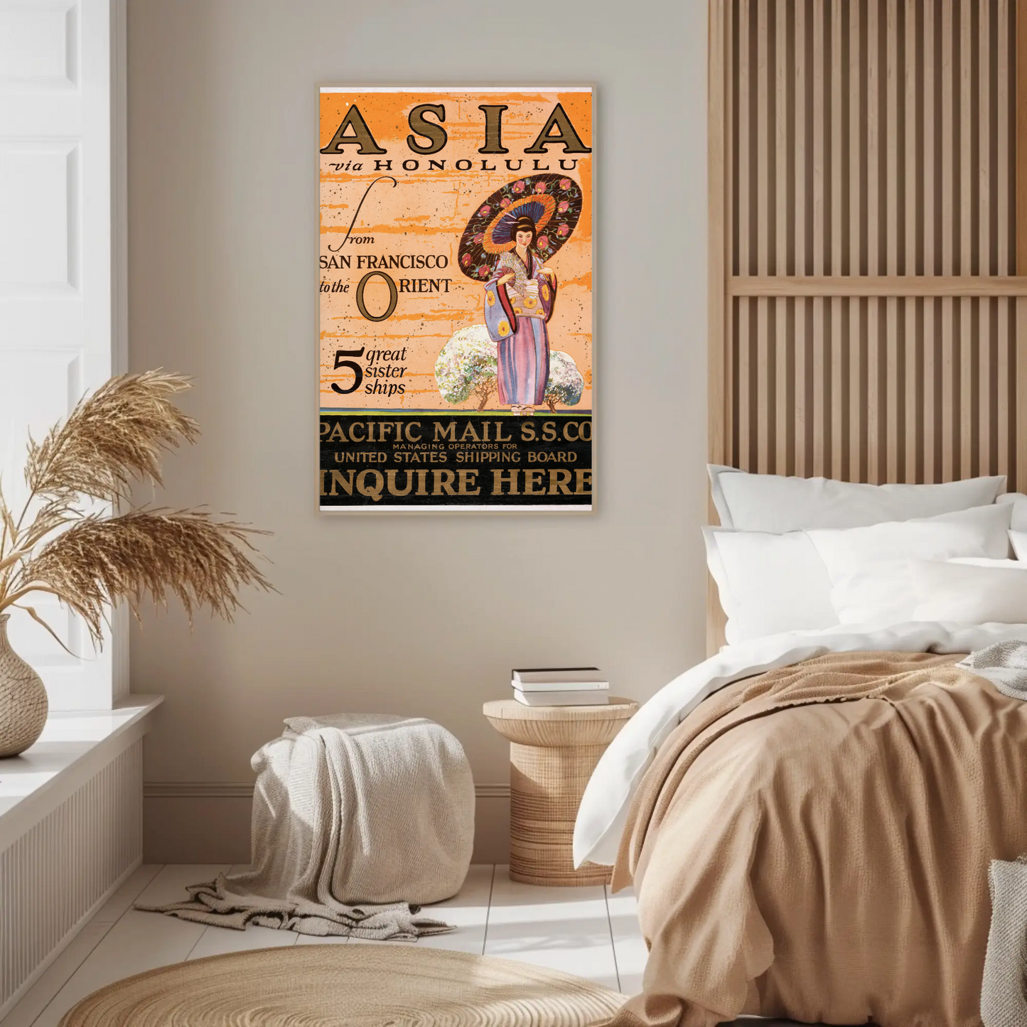 Asia via Honolulu - Pacific Mail Poster