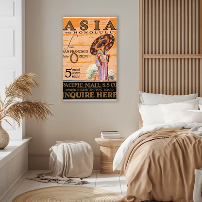 Asia via Honolulu - Pacific Mail Poster