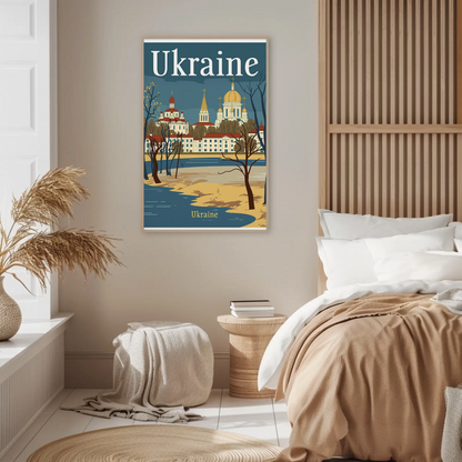 Ukraine Cityscape Vintage Poster
