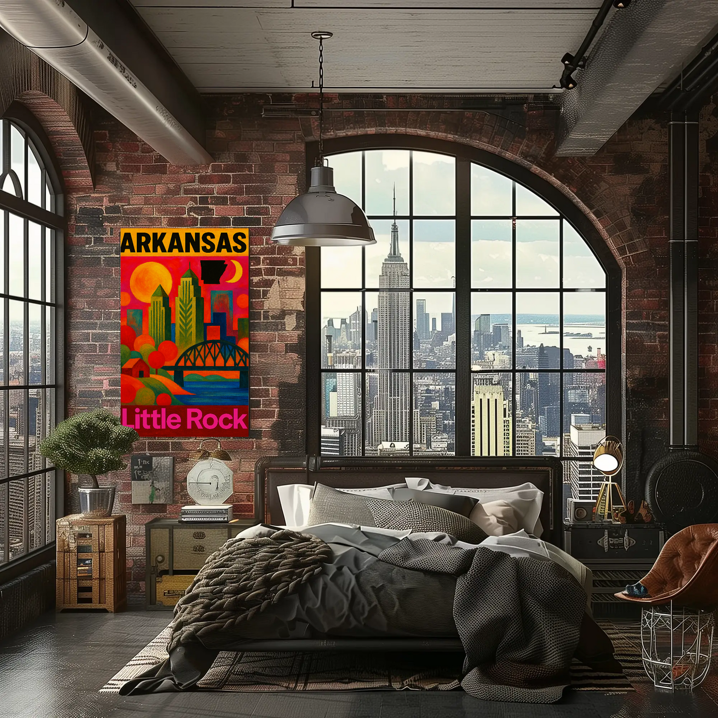 Arkansas Little Rock Skyline Vintage Travel Poster Art