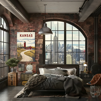 Kansas Prairie House Vintage Poster