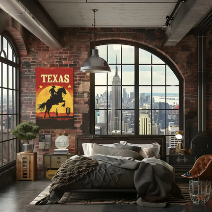 Texas Vintage Poster - Cowboy Sunset