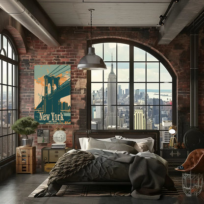 New York Brooklyn Bridge Vintage Poster