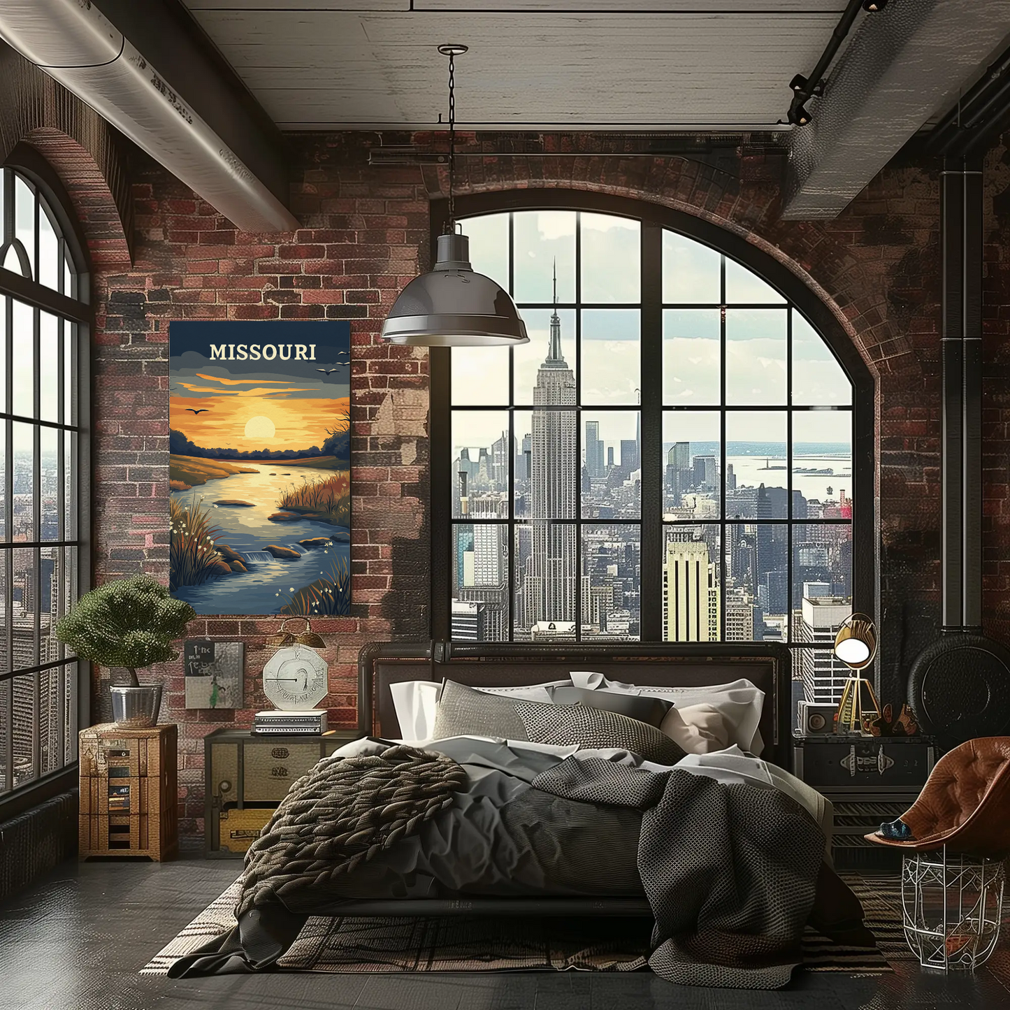 Missouri River Sunset Vintage Poster