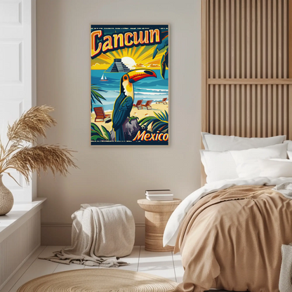 Tropical Sunset in Cancun Vintage Poster
