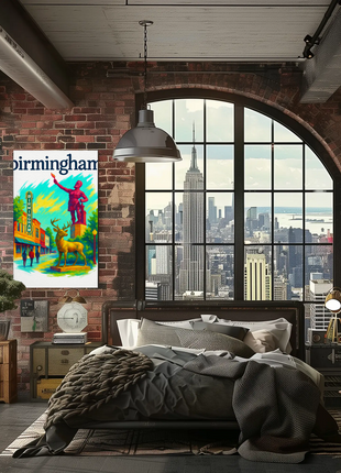 Birmingham Michigan Wall Art Vintage Travel Poster