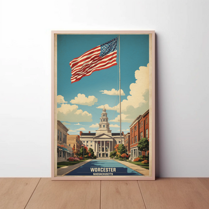 Worcester Massachusetts Grand Civic Pride Vintage Travel Poster