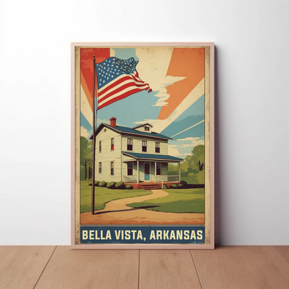 Bella Vista Arkansas Flag Home Vintage Travel Poster