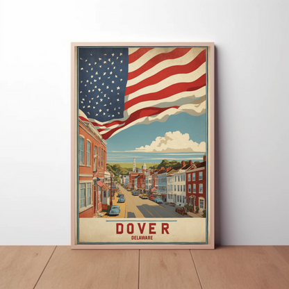 Dover Delaware Americana Main Street Vintage Travel Poster
