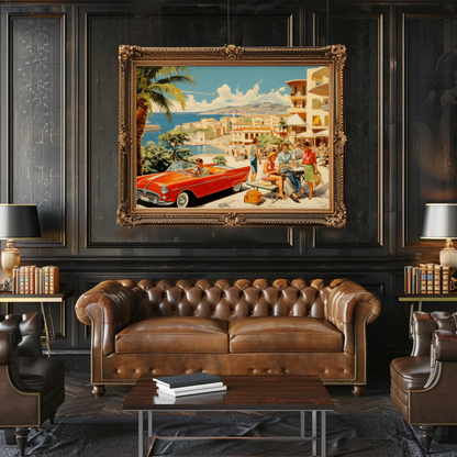 Mediterranean Coast Vintage Travel Poster