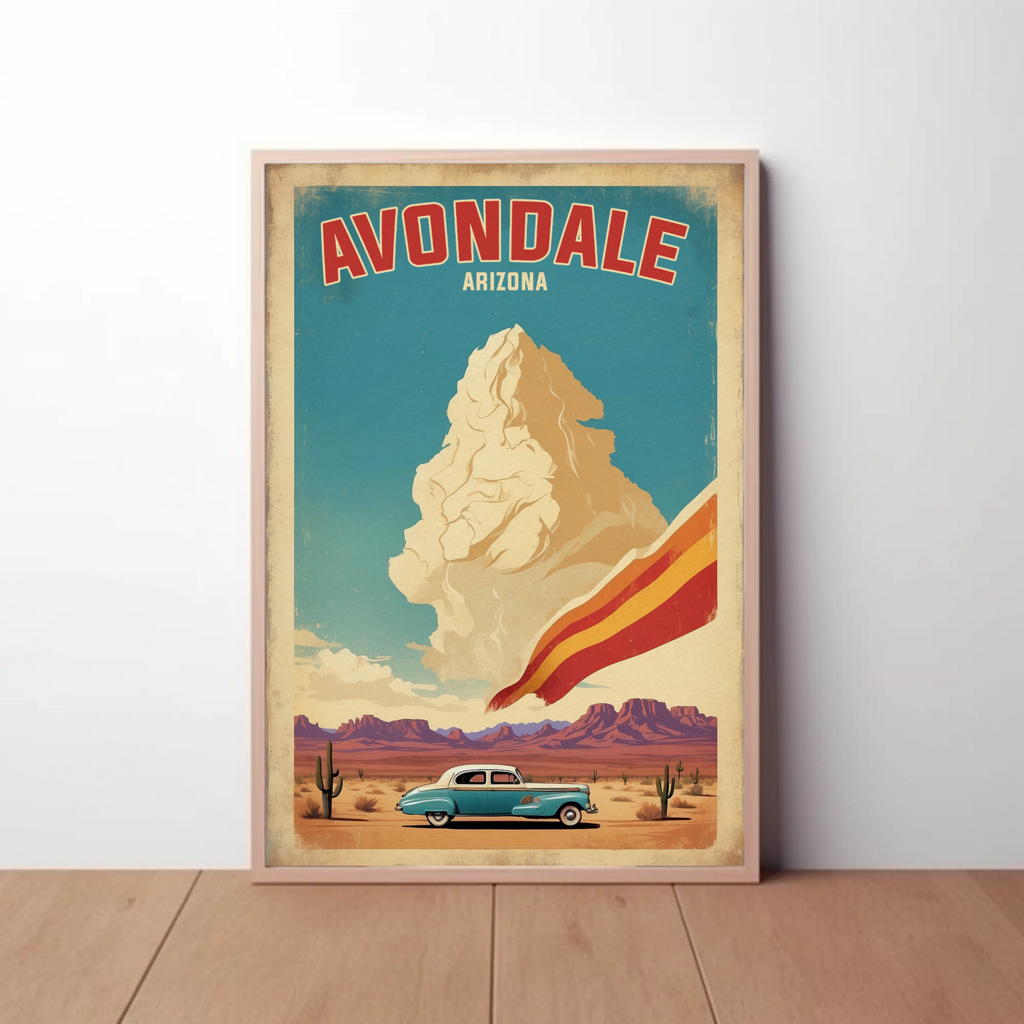 Avondale Arizona Desert Drive Vintage Travel Poster