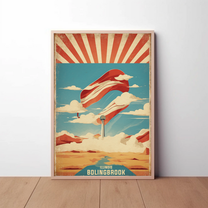 Bolingbrook Illinois Cityscape Art Print Vintage Travel Poster