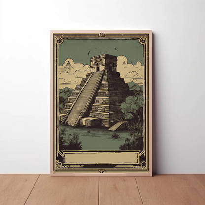 Mexico Mayan Temple Jungle Heritage Vintage Travel Poster