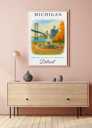 Michigan, Detroit Signature Series Vintage Travel Poster