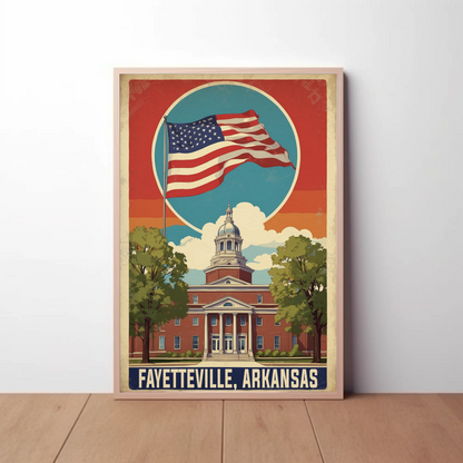 Fayetteville Arkansas Capitol Building Vintage Travel Poster