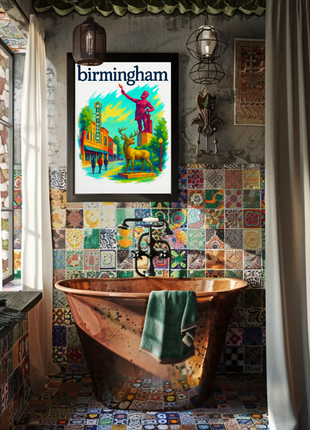 Birmingham Michigan Wall Art Vintage Travel Poster